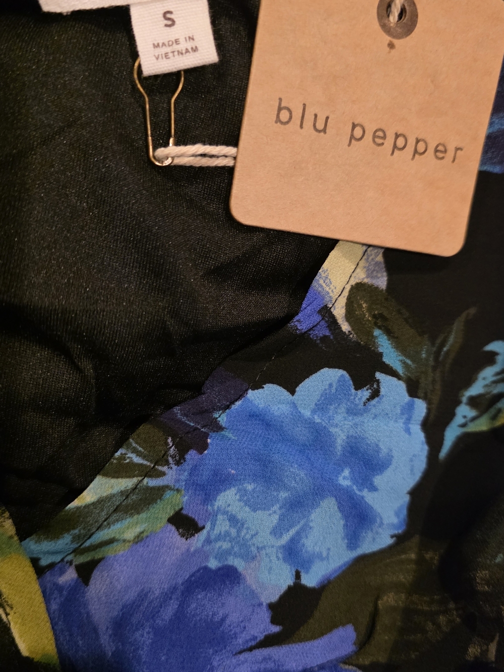 Blu Pepper Blue Floral Wrap-Style Blouse - Picture 3 of 3